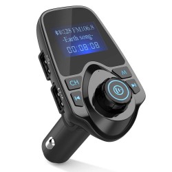 Transmisor Cargador FM LCD Bluetooth de Audio Para Autos Soporta USB, Salida Audio 3.5mm T11